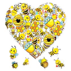 ZULUVINYL Pack 50 Pcs Cute Bee Stickers for Water Bottles Waterproof Laptop Luggage Helmet Computer Scrapbooking Teens Adults Girls Boys Students Aesthetic Sticker Packs Small Vinyl Decals