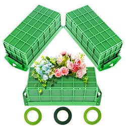 Komokeru Floral Foam Cage, 3 Pack Floral Foam Blocks for Fresh Flower, Flower Holder with Floral Foam, Cage Bowl Flower Foam for Artificial Flower Arrangement, and Wedding Holiday Decorations