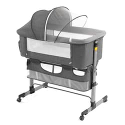 Nordmiex Bedside Sleeper Bedside Crib, Baby Bassinet 3 in 1 Travel Baby Crib Baby Bed with Breathable Net,Adjustable Portable Bed for Infant/Baby(Deep Grey)