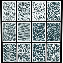 Rolin Roly 12PCS Leopard Painting Stencils Animal Skin Print Stencil Reusable Stripe Painting Templates for Drawing Tracing DIY Furniture Wall Floor Decor 8.3X5.9inch (12Pcs Leopard)