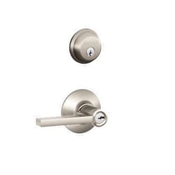 Schlage FB50N V LAT 619 Single Cylinder Deadbolt and Keyed Entry Latitude Lever, Satin Nickel