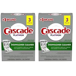 Cascade Platinum Dishwasher Cleaner, 3 count (Pack of 2)