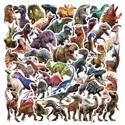 Aoinqx 50pcs Jurassic Dinosaur Stickers for Kids Waterproof Vinyl Stickers for Water Bottle Scrapbook Laptop Skateboard Computer Stickers for Teens Kids Girls (Dinosaur)