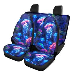 Allhaitong Car Seat Covers Full Set Jellyfish Print Easy to Install Cover Set Car Seat Protectors Automotive Interior Cover for Car Truck Van SUV