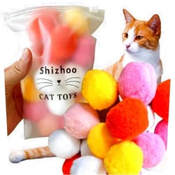 Shizhoo Premium Soft Pom Pom Balls for Kittens - Lightweight, Interactive, Assorted Colors - Plush Toy Balls for Kitten Training and Play - Pet Products for Cats (1.6 Inches 20 Balls)
