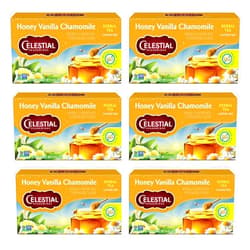 Celestial Seasonings Chamomile Tea Bags - Honey Vanilla Herbal Tea, Caffeine Free, 20 Bags Per Box (Pack of 6)