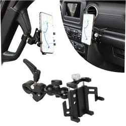 Hoolcar Universal Cell Phone Holder Car A-Pillar Adjustable Anti-Shake Stabilizer Phone Mount for 2007-2021 Jeep Wrangler JK JKU JL JLU JT, Ford 150, Black