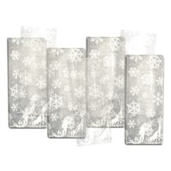 Amscan 40 Count 9-1/2 by 4 by 2-1/4 Cello Festive Snowflakes Party Bags, Small, Clear/White