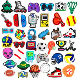 HuaHengHT 40 PCS Shoe Charms for Clog Slides Sandals Bracelet Wristband, Shoe Decoration Party Gifts