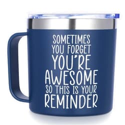 Hendson Thank You Gifts for Men - Funny Birthday Gift Ideas for Friends, Coworkers, Boss, Employee, Dad, Teacher, Her - Inspirational, Thoughtful, Friendship Gifts - Navy Tumbler, 14oz Coffee Mug
