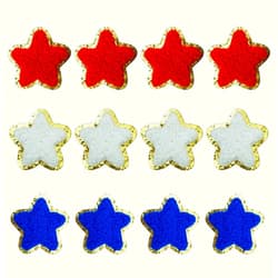 SaktopDeco 12 PCS Star Patches Chenille Patches Gold Edge Patriotic Iron On Patch Red White Blue Star Appliques for 4th of July Cloth Decor