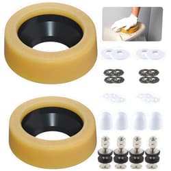 iFealClear 2 Pack Extra Thick Toilet Wax Ring Kit with Bolts, Wax Ring Gasket for Toilet Bowl, Fits 3-inch or 4-inch Waste Lines, Gas, Odor and Watertight Seal, Extra PE Flange & Retainers