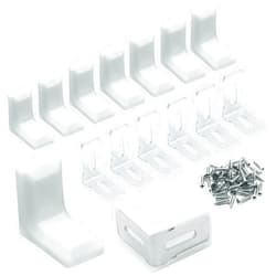 Zorveiio 1” White Plastic Right Angle Bracket L Brackets, Metal 90 Degree Corner Brace Corner Support for Wood Shelf Chair Cabinet Box (20 Pcs)
