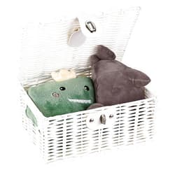 Hipiwe Woven Storage Basket with Lid & Lock, Plastic Storage Bins, Built-in Carry Handles, Decorative Shelf Basket, Lidded Multifunctional Organizer Box for Home, Office, Cloth, Book, Small