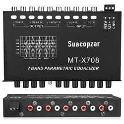 Suacopzar 7-Band Car Audio Equalizer W/Front, Rear + Sub Output, Adjustable 7 Bands EQ Car Amplifier Graphic Equalizer W/CD/AUX in Select Switch, Audio Output for Car Boat RV RTV Motorcycle-Suacopzar