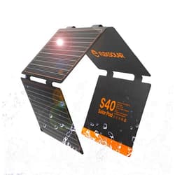 FlexSolar 40W USB Foldable Solar Panel Chargers 18W USB-A USB-C Portable Power Emergency ETFE Monocrystalline Small Panels IP67 Waterproof Camping Hiking Backpacking for Phones Power Banks Tablets