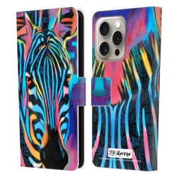 Head Case Designs Officially Licensed P.D. Moreno with Zebra Wild Life Leather Book Wallet Case Cover Compatible with Apple iPhone 16 Pro