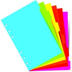 Filofax B132678, 6-Tab Index Organizer Refill, Personal Size, Bright colors, Blank