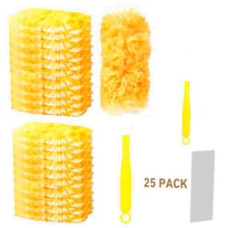 Rokkibom 360° Duster Refills Kit for Swiffer Duster, 25 Pack & 1 Handle, Multi-Surface Dusters with 4X Microfibers. Efficient Duster Kit for Cleaning Pet Hair, Home, Office, Blinds, Furniture and More