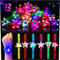 BSTDECOR Party Favors for Kids 4-8 8-12, 32Pack LED Light Up Fidget Spinner Bracelets Goodie Bag Glow in The Dark Party Supplies Treasure Box Prizes Birthday Stocking Stuffers for Boys Girls