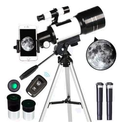 ToyerBee Telescope for Adults & Kids, 70mm Aperture Refractor Telescopes (15X-150X) for Astronomy Beginners, Portable Travel Telescope with Phone Adapter & Wireless Remote, Astronomy Gifts for Kids BLACK