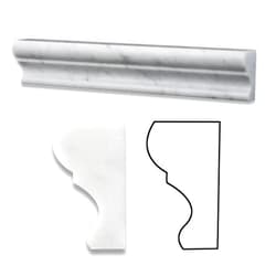 Oracle Moldings Italian Carrara White Marble Polished 2 X 12 Crown - Mercer Molding Trim - Box of 5 Pcs.