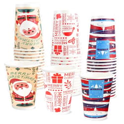 Richboom Christmas Cups, 42 Count 12 oz Disposable Christmas Coffee Cups Holiday Paper Coffee Cups Hot Chocolate Bar Supplies for Merry Christmas or New Year Party Decorations