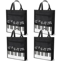 Cunno 4 Pcs Small Piano Music Bag Piano Keys Handbag Reusable Shopping Tote Bag Book Shoulder Tote for Music Teacher Student Gifts