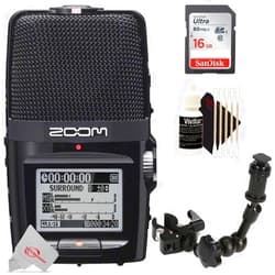 Teds Electronics Zoom H2n ext 2-Input / 4 Track Handy Digital Audio Stereo Recorder With 5 Built-In Mic Array + Accessory Kit