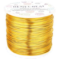 BENECREAT 9 10 12 15 17 18 20 Gauge Gold Aluminum Wire (18 Gauge,492 FT) Anodized Jewelry Craft Making Beading Floral Colored Aluminum Craft Wire for Garden, Model Making