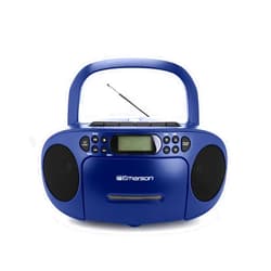 Emerson Portable CD Player Boombox with Cassette Player Combo, Tape Recorder, AM/FM Radio, AUX, Headphone Jack, Dual Speakers, AC/DC & Battery Operated - Stereo System for Home, Indoor & Outdoor Use