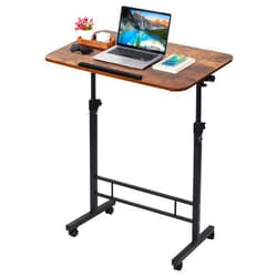 Dekhaoxe Small Standing Desk Adjustable Height,Rolling Computer Desk,Mobile Standing Desk with Wheels,Portable Stand Up Desk,Tall Computer Table,Adjustable Desktop Sit Stand Desk,Size 31.5x15.7 Inch Brownish C