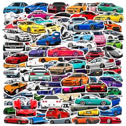 DULEFUN 100pcs JDM Car Stickers, Racing Sport Car Stickers Vinyl Waterproof for Water Bottles Laptop Guitar Skateboard Scrapbook JDM Decals Car Stickers for Men Teens Adults Kids