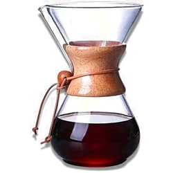 CoffeeUSA.com Coffee USA Glass Pour Over Coffee Maker - 4 Cup - Coffee dripper set maker - High heat resistant carafe for brewing. Beautiful hand blown borosilicate glass.
