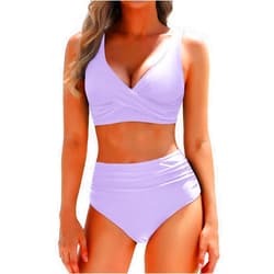 Yonique Women's Two Piece High Waisted Bikini Set Tummy Control Swimsuit Full Coverage Bathing Suit