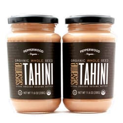 Pepperwood Organics Organic Whole Sesame Tahini Paste - Unhulled & Stone-Ground - Silky Smooth Texture in Hummus, Dips, Dressings - Unsalted, Nut-Free, Kosher, Paleo, Keto 11.6 oz Glass Jar (2-Pack) Pepperwood Organics