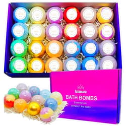 Fafamara Bath Bombs, 24 Pcs Handmade All Natural Organic Bath Bombs Gift Set, Essential Oil Bubble Bath, Dry Skin Moisturize, SPA Relaxing Gifts for Women & Men, Her, Girls, Wife, Birthday