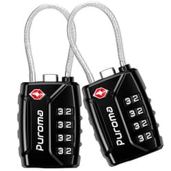 Puroma 2 Pack TSA Approved Luggage Locks, 4 Digit Combination Travel Locks Resettable Code Lock with Zinc Alloy Body for Suitcase, Toolbox, Backpack, Bag, Gym Locker (Black)