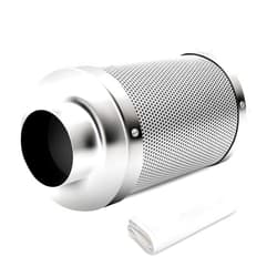 iPower 4 Inch Air Carbon Filter, with Australia Virgin Charcoal for Inline Fan, Hydroponics, Grow Tent, Prefilter Included, Reversible Flange 4