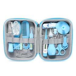 Suhctuptx Baby Grooming Kit, Portable Baby Safety Care Set with Hair Brush Comb Nail Clipper Nasal Aspirator etc for Nursery Newborn Toddlers Infant Girl Boys Keep Clean (Blue)