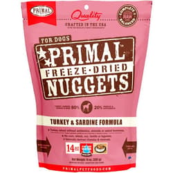 Primal Pet Foods Primal Freeze Dried Raw Dog Food Nuggets, Turkey & Sardine Complete & Balanced Meal, Also Use as Topper or Treat, Premium, Healthy, Grain Free, High Protein Raw Dog Food, 14 oz