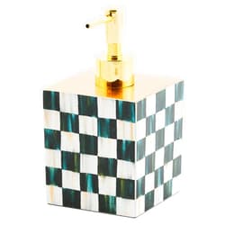 MACKENZIE-CHILDS Lacquer Soap Pump Dispenser, Decorative Liquid-Soap Dispenser for Bathroom or Kitchen, Black-and-White Courtly Check