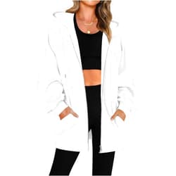 Generic Oversized Zip Up Hoodie for Women Long Hooded Jackets Full Zipped Sweatshirts Womens Fall Fashion 2025 Fleece Lined Hoodies