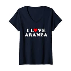 I Love Aranza Shirt For Girlfriend Boyfriend I Love Aranza Matching Girlfriend & Boyfriend Aranza Name V-Neck T-Shirt