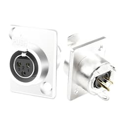 XMSJSIY Mini XLR Panel Mount Socket Jack Connector 3 Pin Mini XLR Female Audio Speaker Mic Microphone Adapter-2 Pcs (3 Pin)