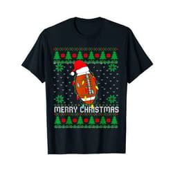Christmas Football Gifts Football Santa Hat Tees This is My Christmas Pjamama Football With Santa Hat Xmas T-Shirt