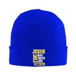 Kkaingg Jesus The Way Truth Life John 14：6 Christian Bible Beanie Hat Women Skull Cap Men Winter Knit Hat Slouchy Hat Black
