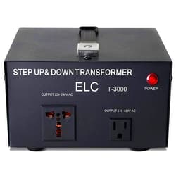 ELC T Series 3000 Watt Voltage Converter Transformer - Step Up/Down - 110v to 220v / 220v to 110v Power Converter - Circuit Breaker Protection, CE Certified [3-Years Warranty]