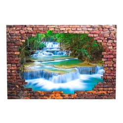 wall26 Large Wall Mural - Cascading Waterfalls in The Forest Viewed Through a Broken Brick Wall | 3D Visual Effect Self-Adhesive Vinyl Wallpaper/Removable Modern Decorating Wall Art - 66