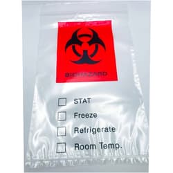 Keebomed Zip-Style Biohazard Specimen Bags, Plastic, Latex Free, 9